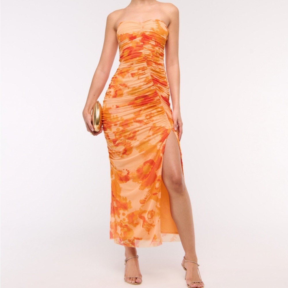 NWT Abercrombie & Fitch Strapless Orange Floral Dress